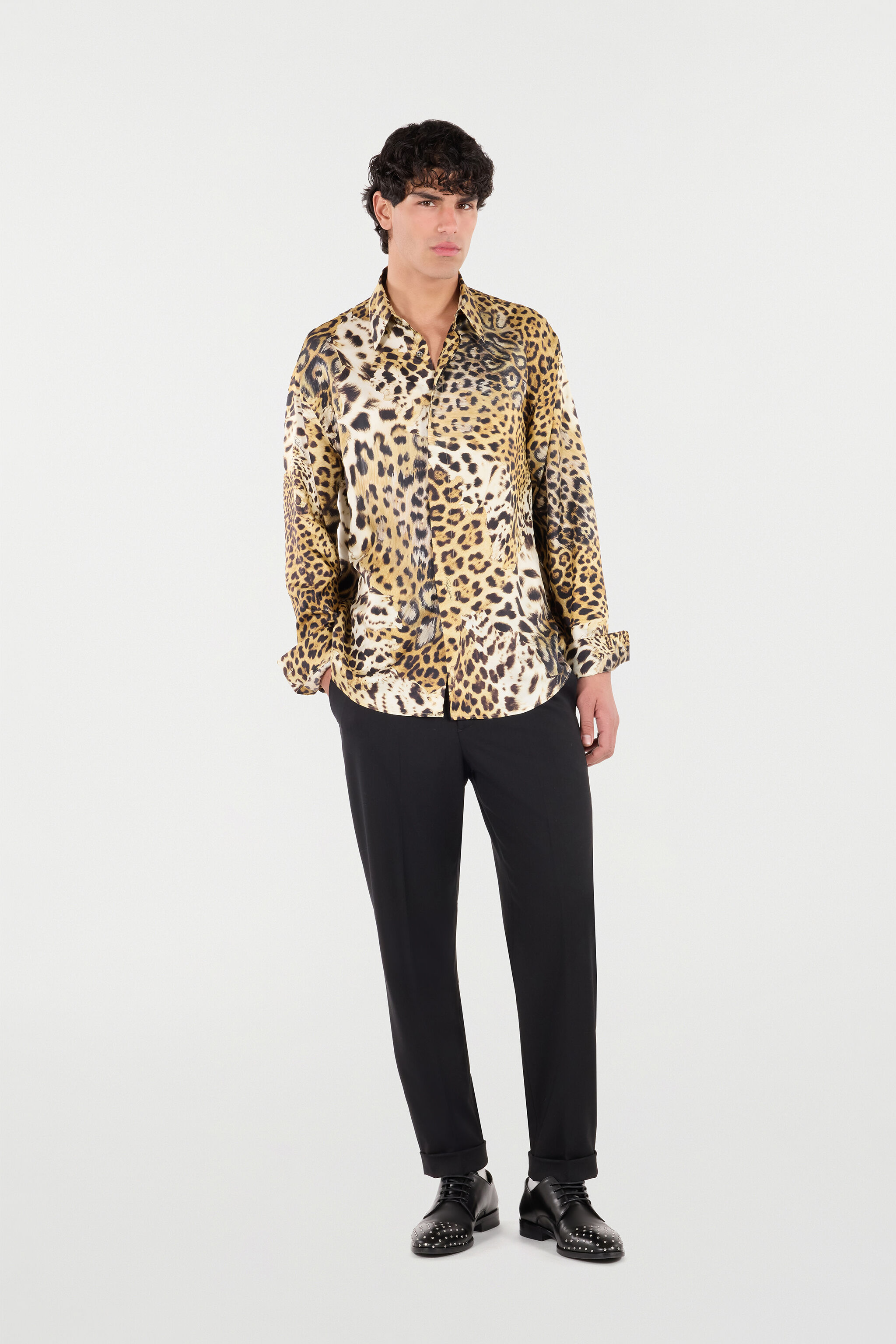 RC Silk Shirt with Animalier Prints Light brown VRT710-OZG34