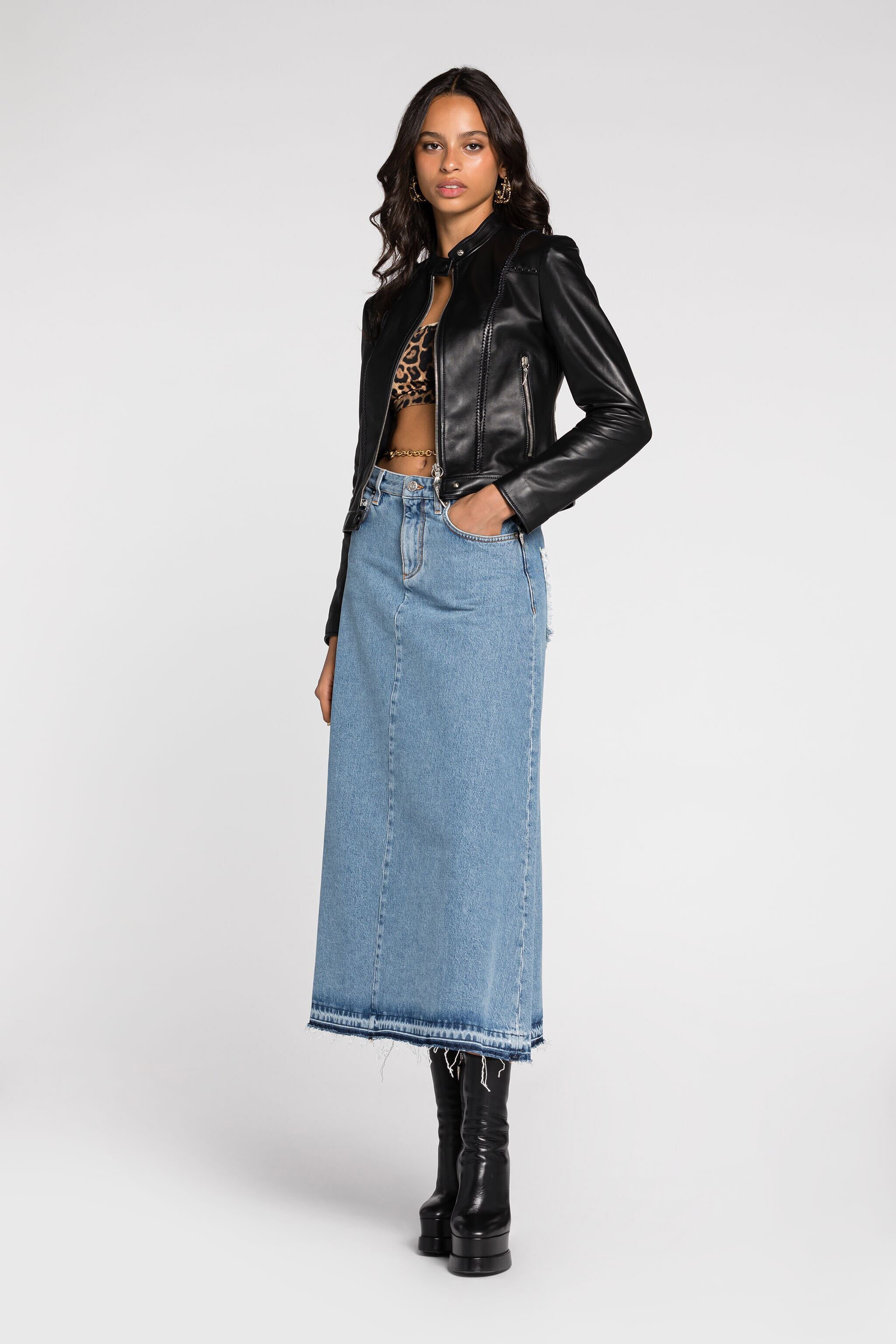 RC Crop Top mit Jaguarprint Hellbraun RKT602-LNH26