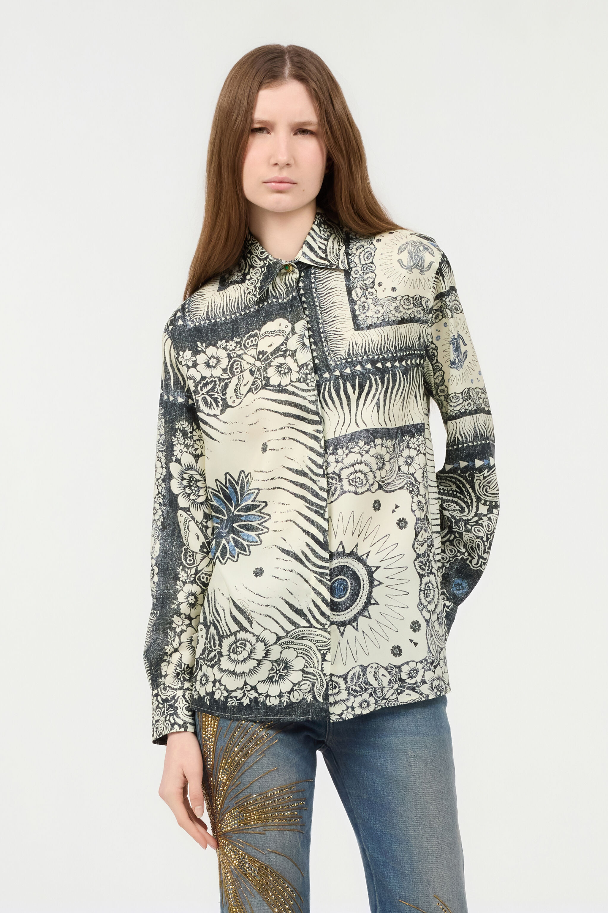 RC Bluse mit Bandana-Print Blau TKT704-4QN05
