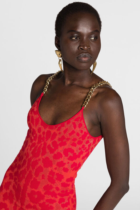 RC Vestido jaguar de jacquard con cadena RC Vestido jaguar de jacquard con cadena Naranja OQM113-MA003