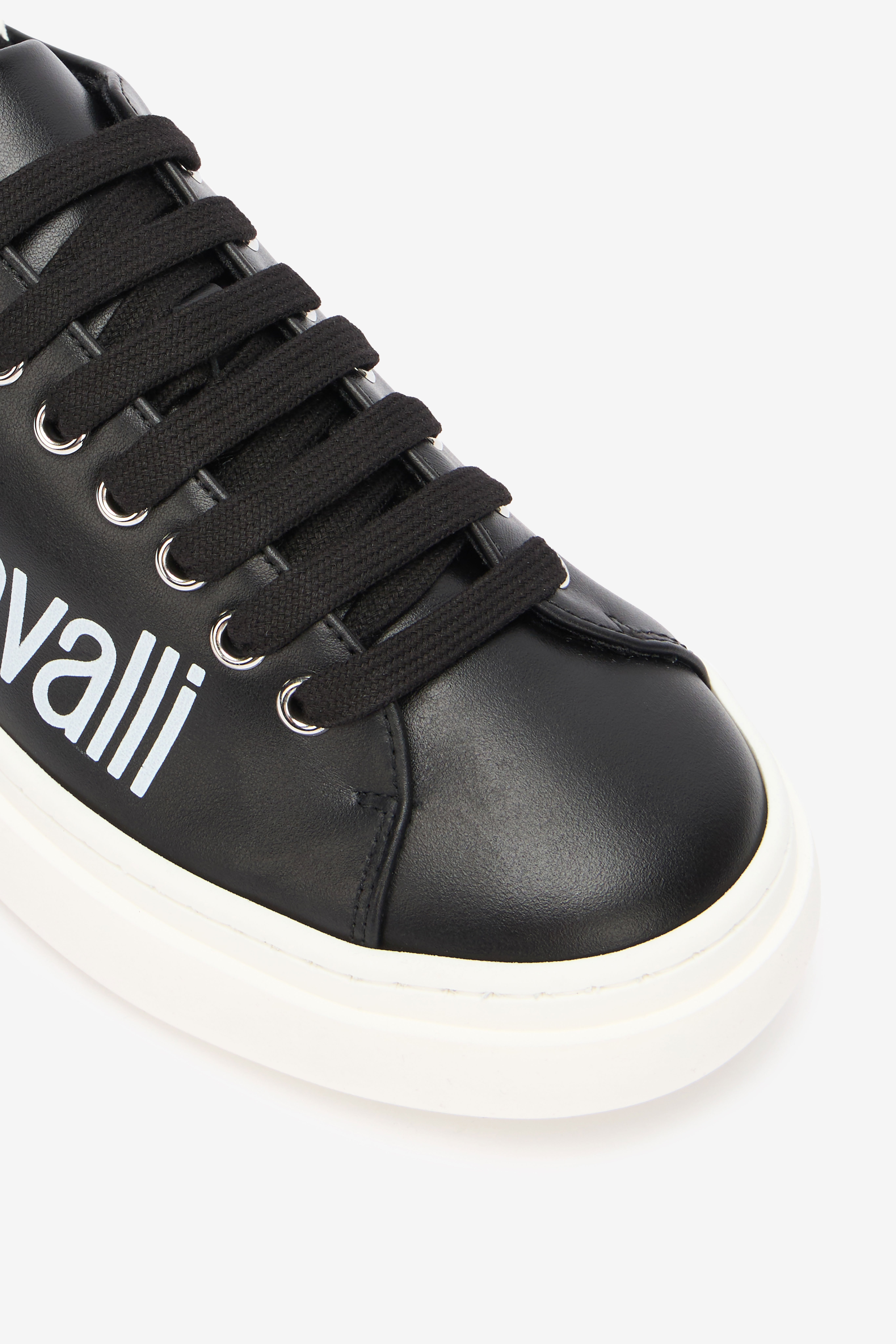 RC Black Leather Sneaker With Logo BLACK/WHITE QOS01I-PZO16