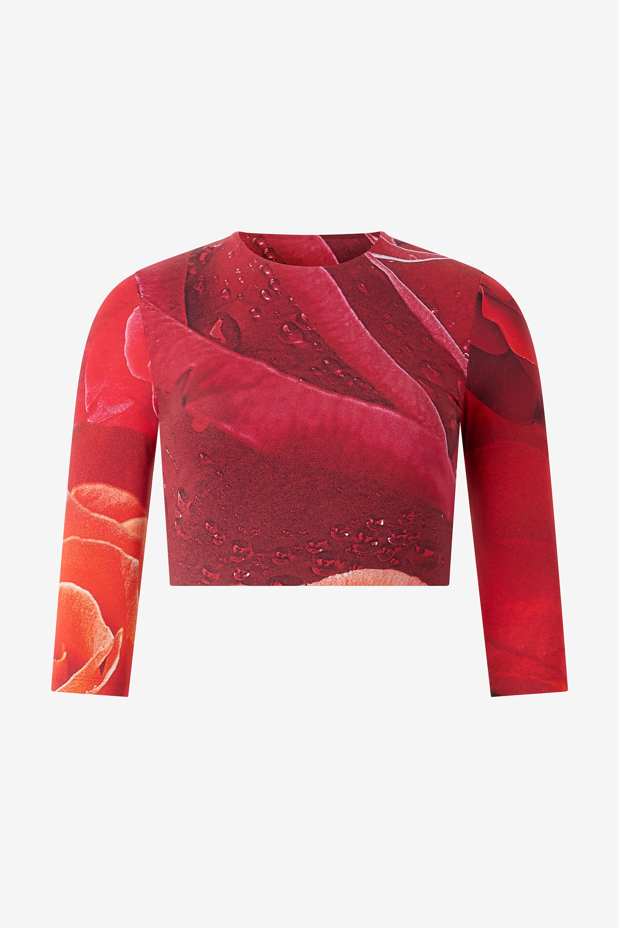 RC Rose-Print Crop Top Red UKT608-LNN48