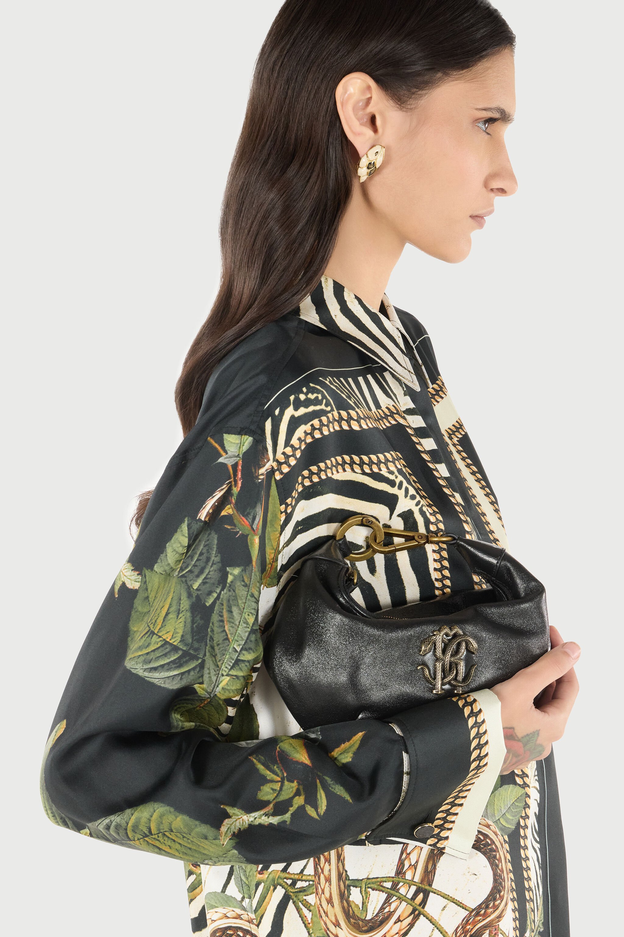 RC Borsa Hobo Con Monogram Mirror Snake Nero POB00A-PZ296