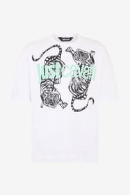 JC White T-Shirt With Tiger Graphic And Logo WHITE WFT059-WF089