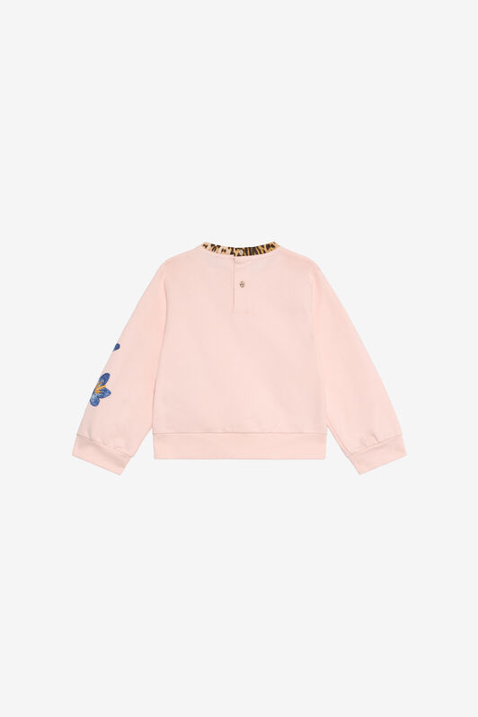JU Baby Pink Sweatshirt with Embroidered Flowers BABY ROSE VJT662-CF050