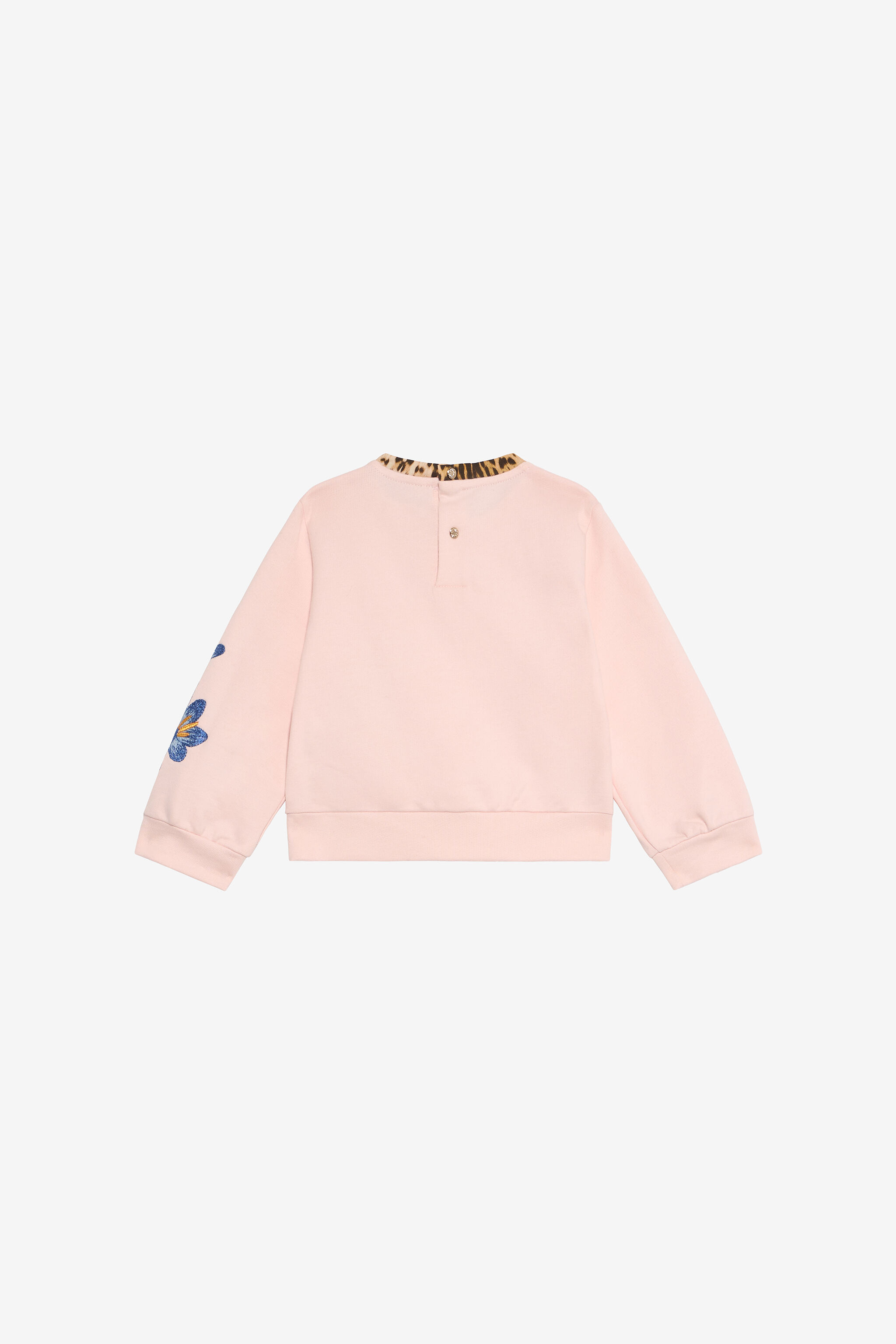 JU Baby Pink Sweatshirt with Embroidered Flowers BABY ROSE VJT662-CF050