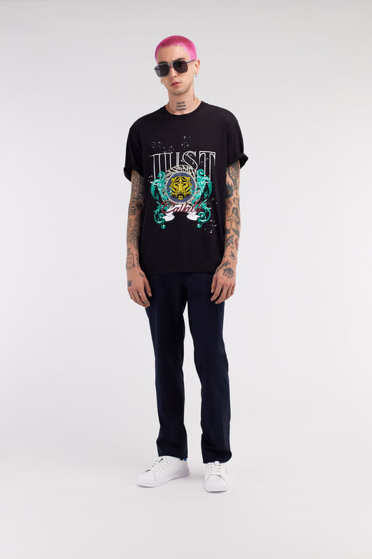 JC Just Cavalli Tiger Logo T-Shirt Black RRT921-RR183