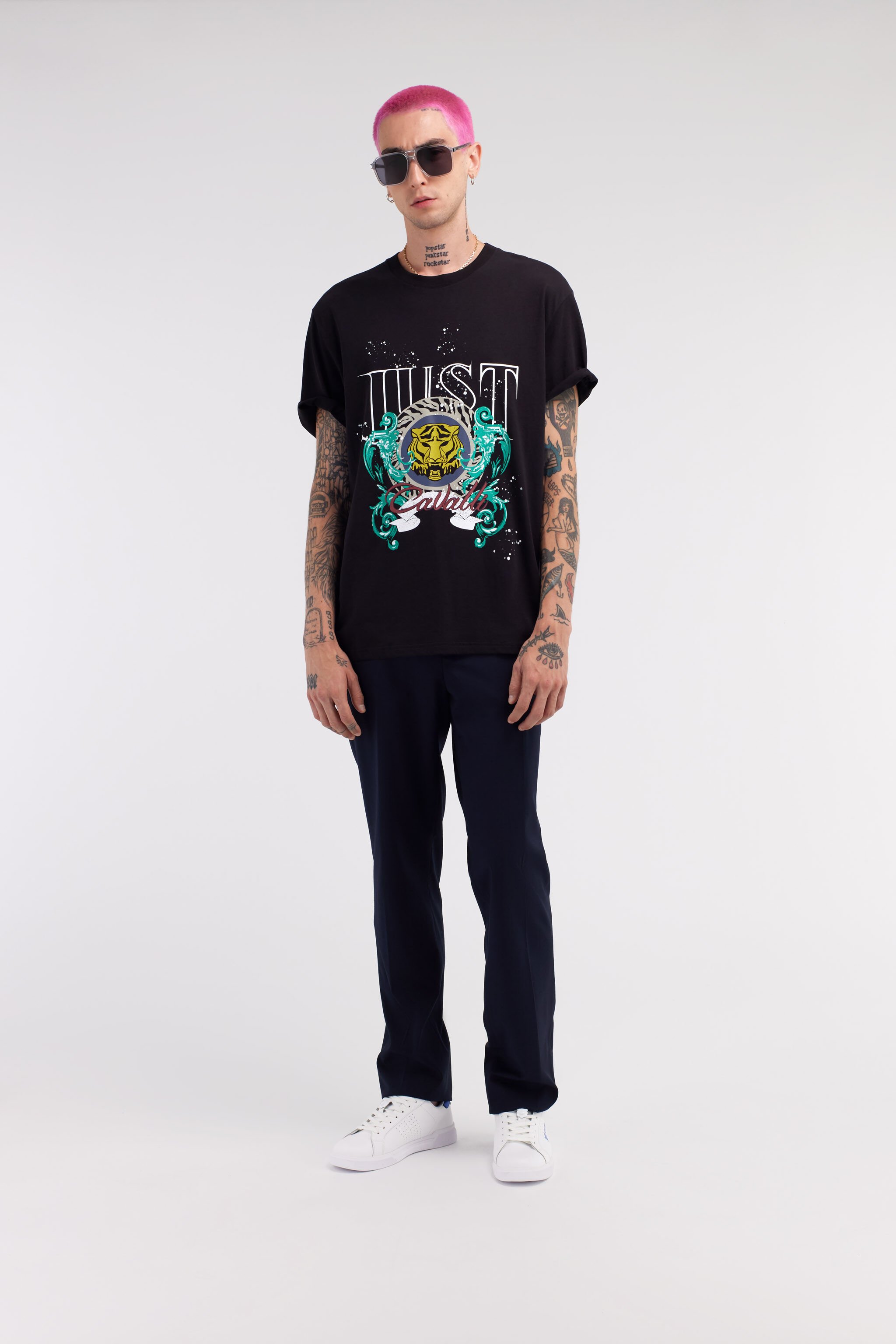 JC Just Cavalli Tiger Logo T-Shirt Black RRT921-RR183