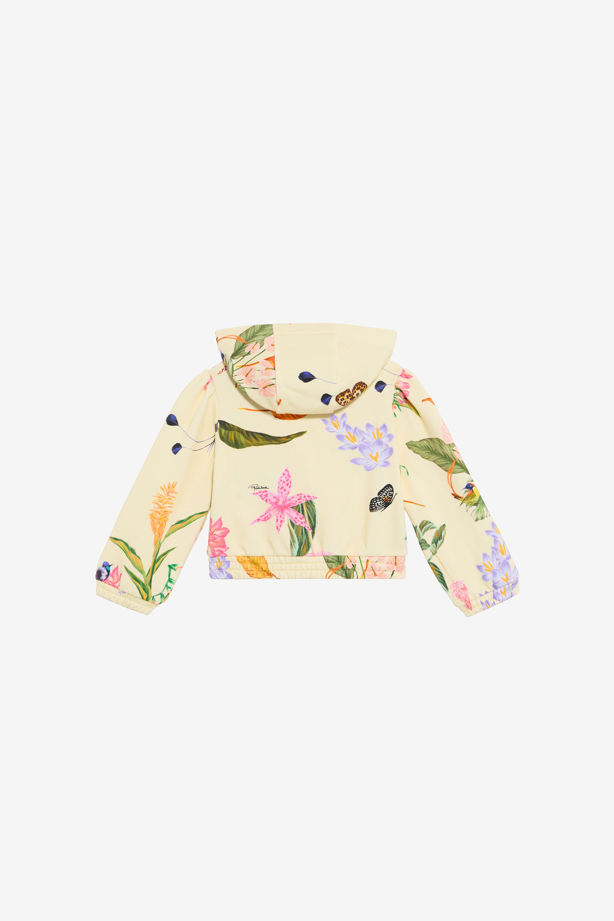 JU Felpa Gialla Con Cappuccio E Stampa Tropicale YELLOW VJT690-5OP32