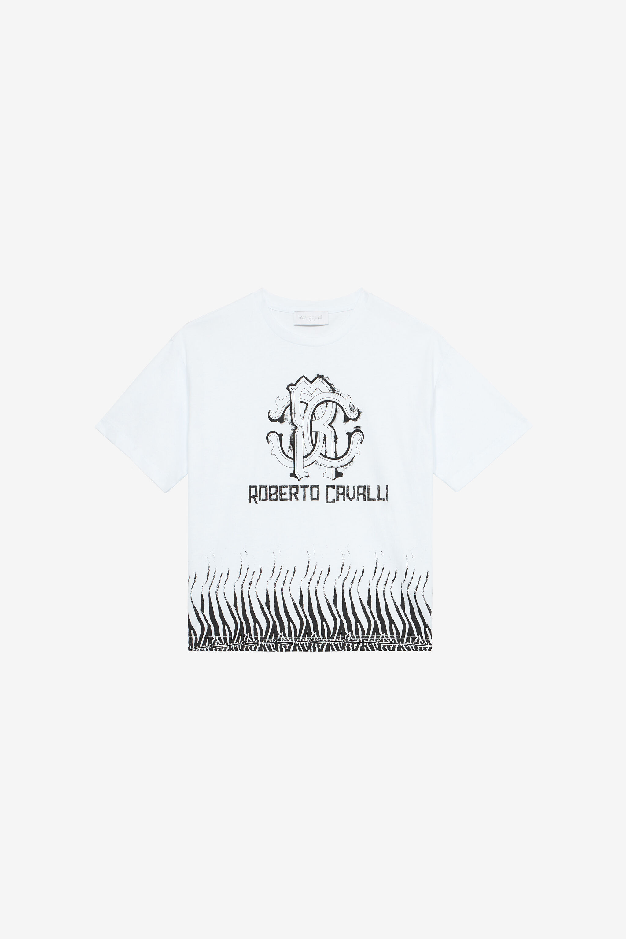 JU T-Shirt Stampa Zebra Con Monogram RC E Logo Bianco UJT60A-JD001