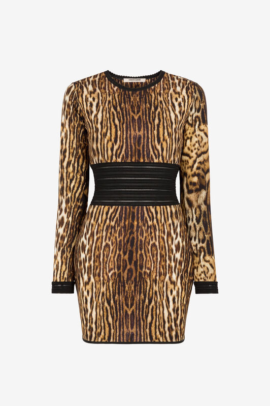 RC Ocelot-Print Mini Dress Light brown PKM106-MSE37
