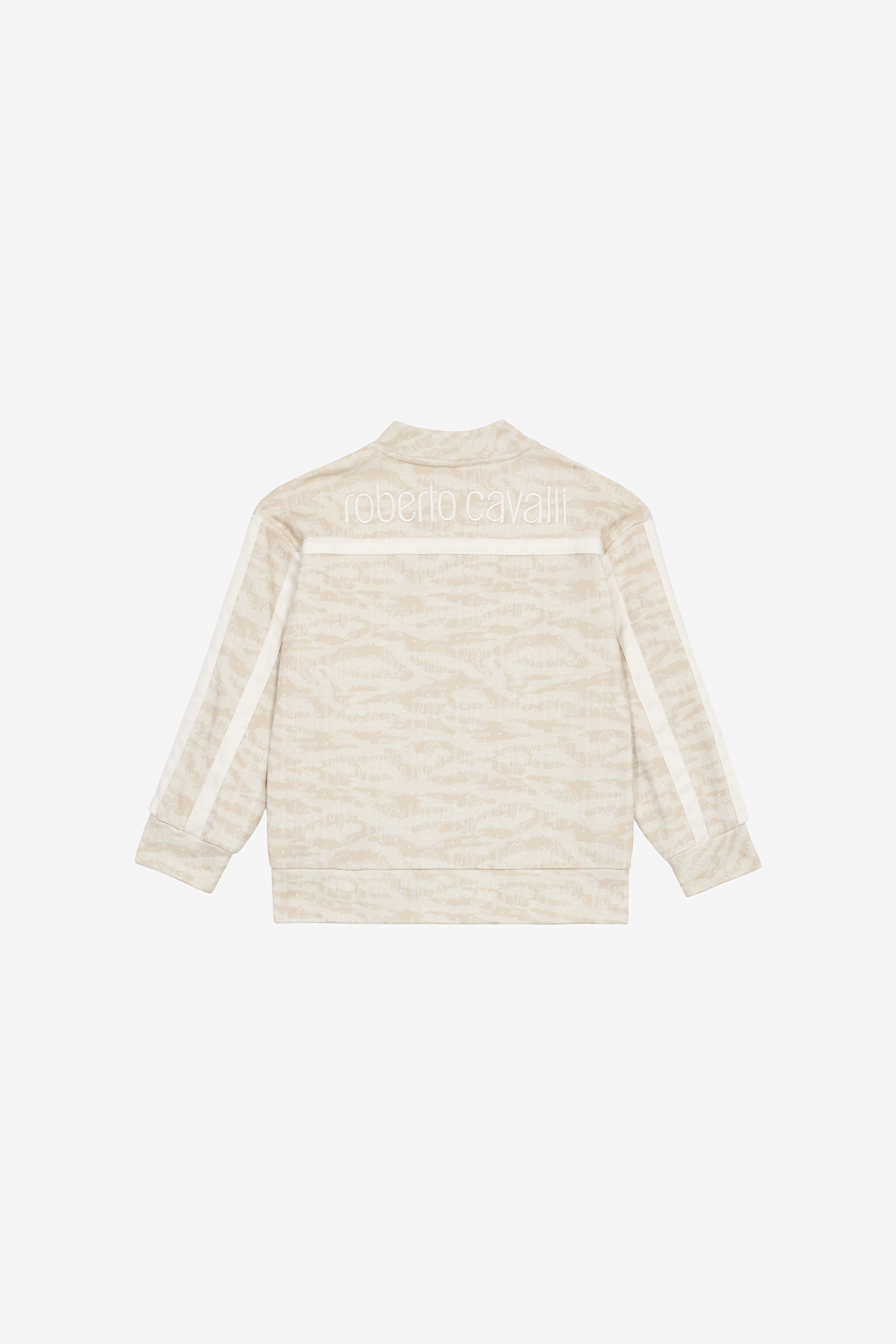 JU Zip-Up Sweatshirt With Tiger Skin Print Ivory UJT68E-5OO44