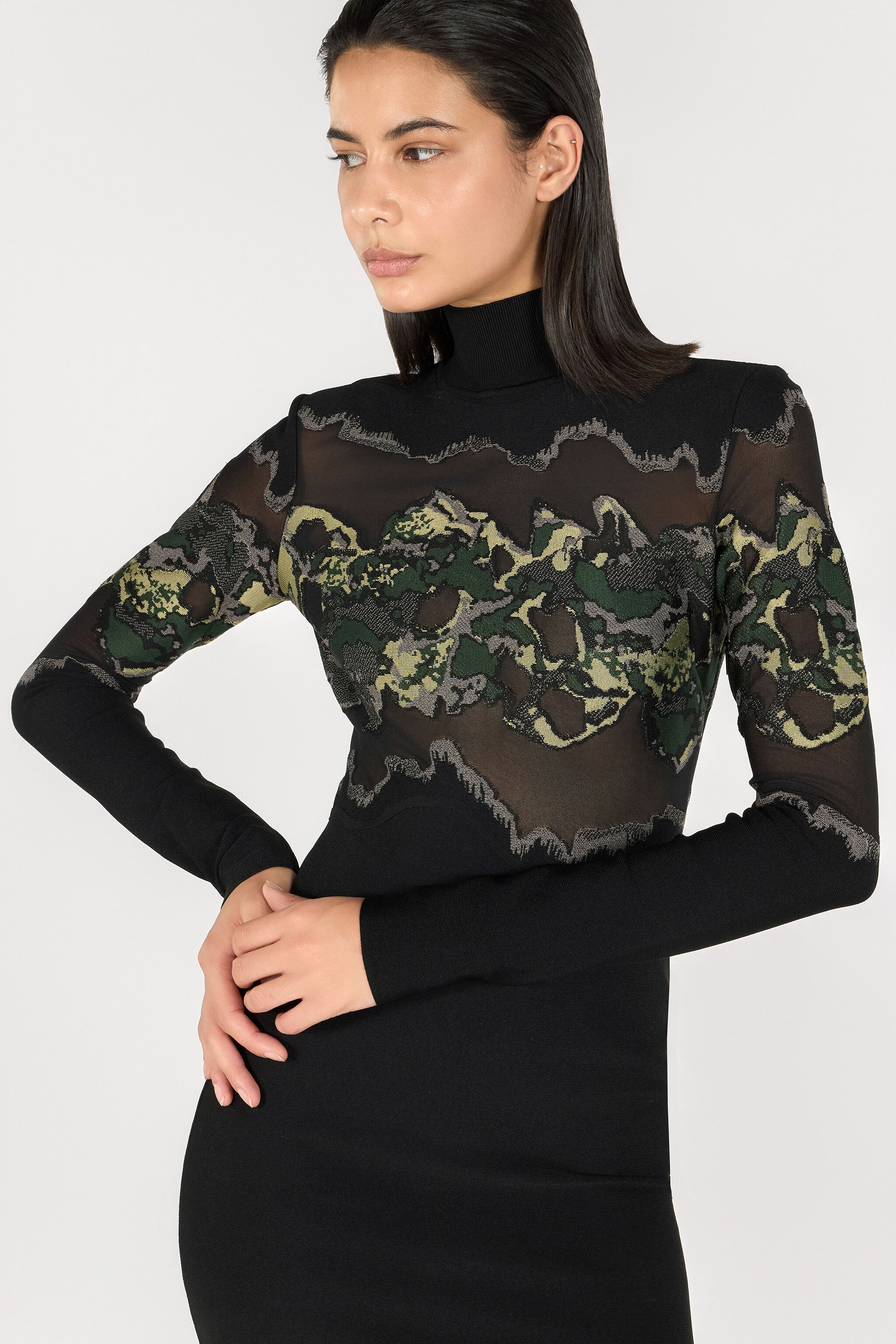 RC Minikleid Mit Jacquardmuster Marble Dunkelgrün TWM100-MA012