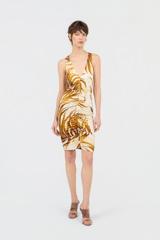 JC Vestido Mini Con Estampado Golden Palm DAFFODIL WFT293-WF691