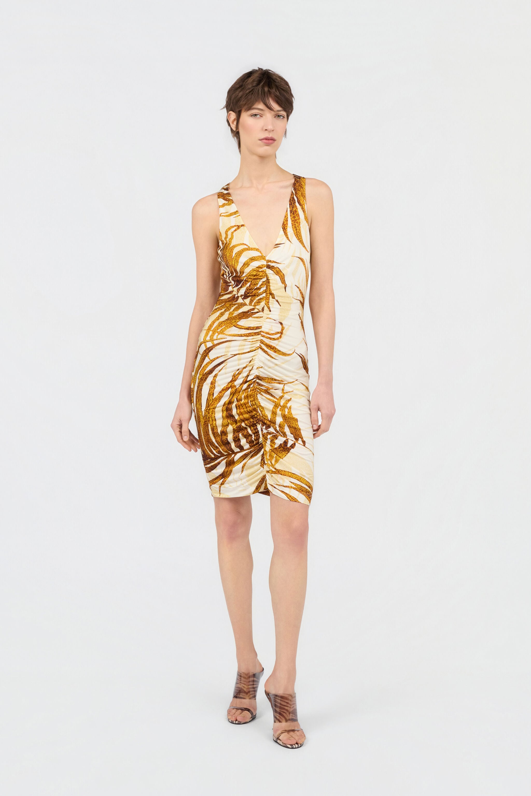 JC Vestido Mini Con Estampado Golden Palm DAFFODIL WFT293-WF691