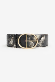 ${brand} Shaped belt in printed leather ${colorDescription} ${masterID}
