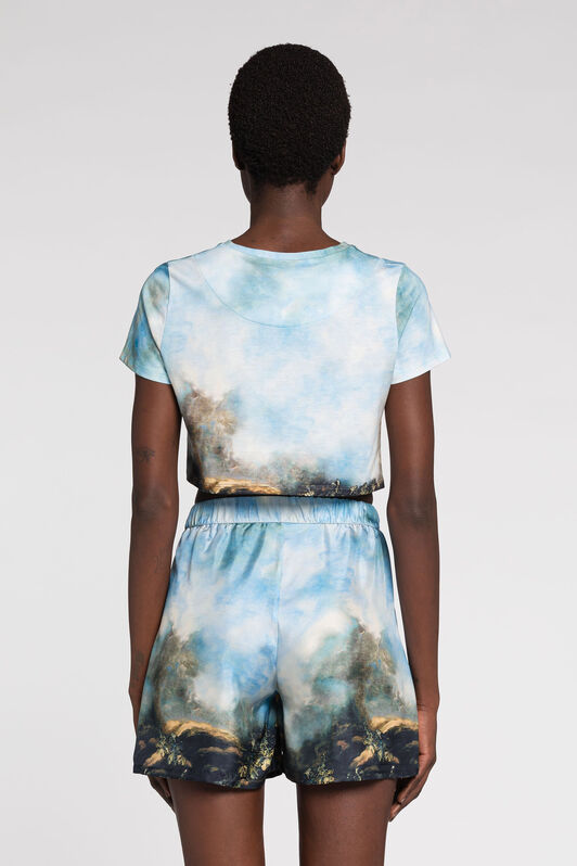 RC Cropped T-Shirt mit Malerei-Print RC Cropped T-Shirt mit Malerei-Print Hellblau RYT600-3PG38