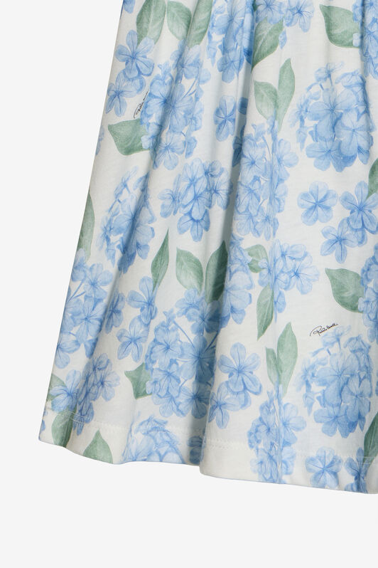 JU Baumwollkleid Mit Plumago-Print WHITE/BLUE WJT10B-JD001