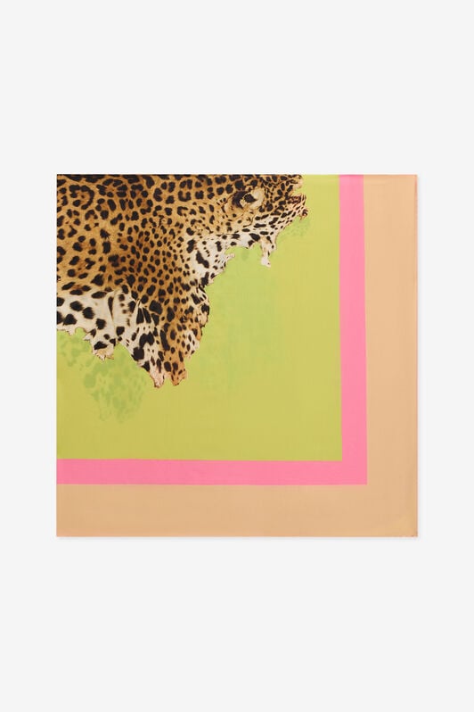 RC Cavalli Pop Print Silk Stole LIGHT GREEN WQI002-HZR33