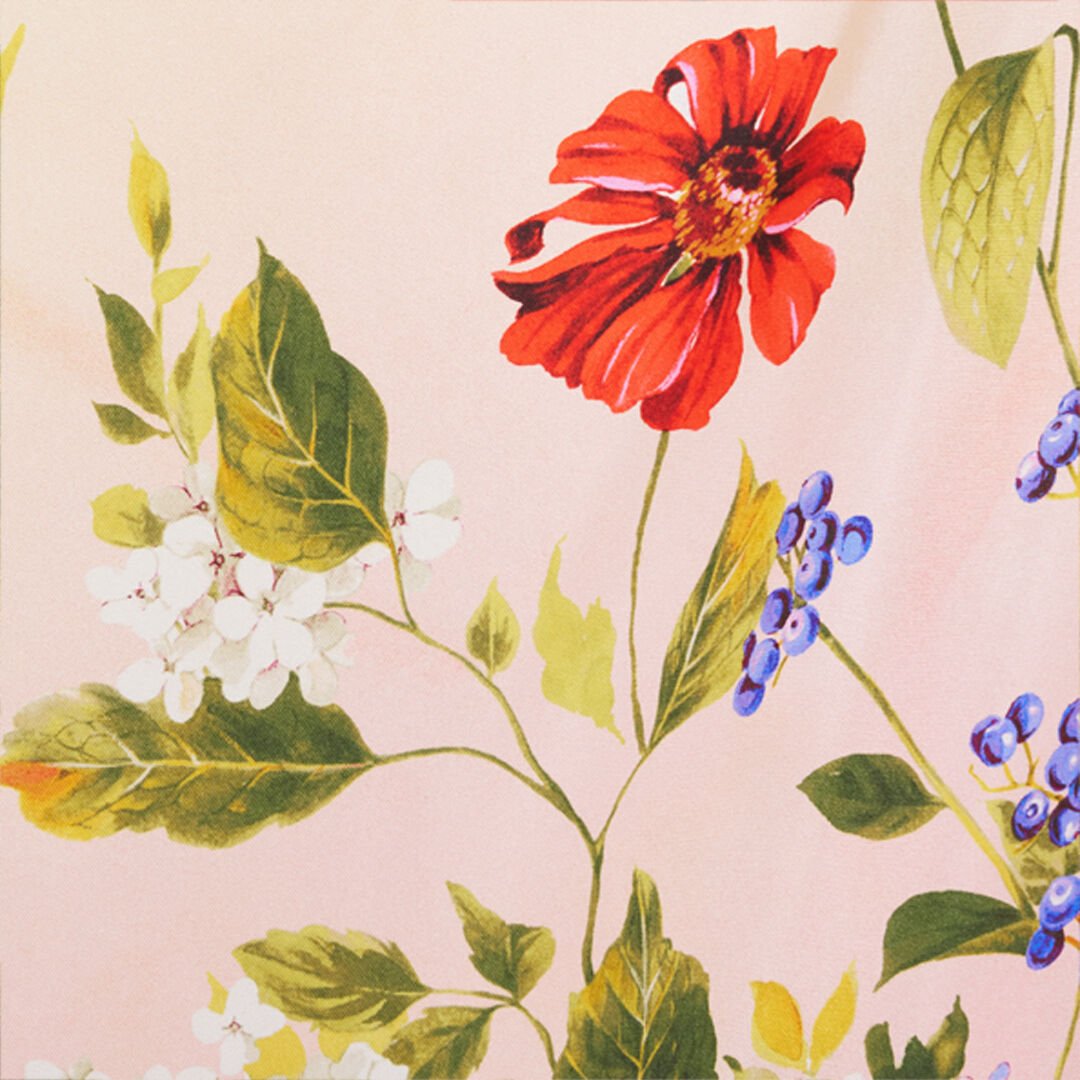 RC Kaftano in Seta con Stampa Miami Flowers GREEN/FUCHSIA WQT182-OZR32