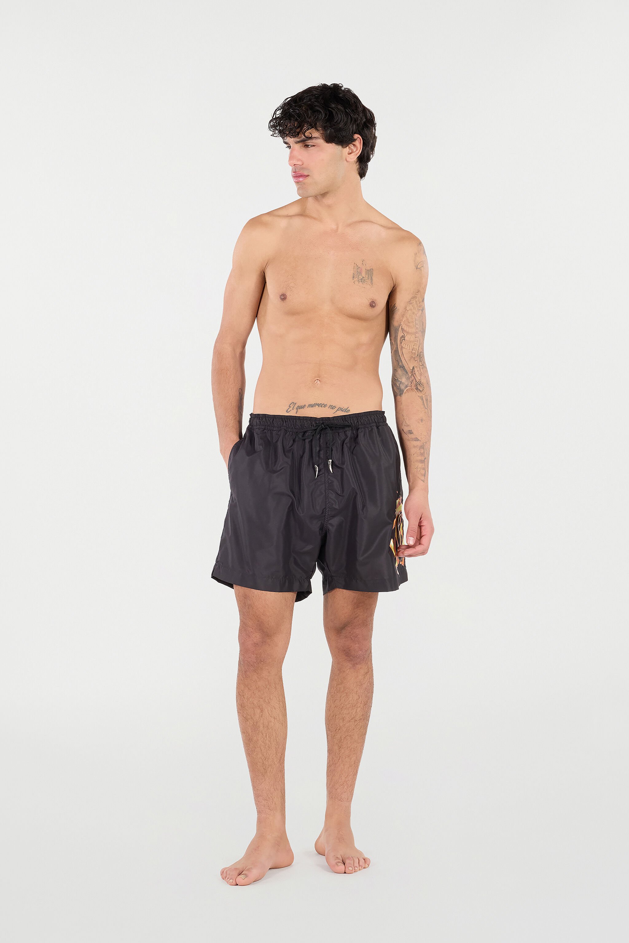 RC Badeshorts Mit Monogramm Und Fang Schwarz URH00R-SB082