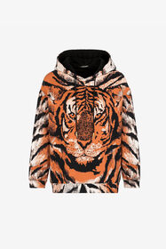 ${brand} Sudadera de algodón con capucha y estampado Tiger ${colorDescription} ${masterID}