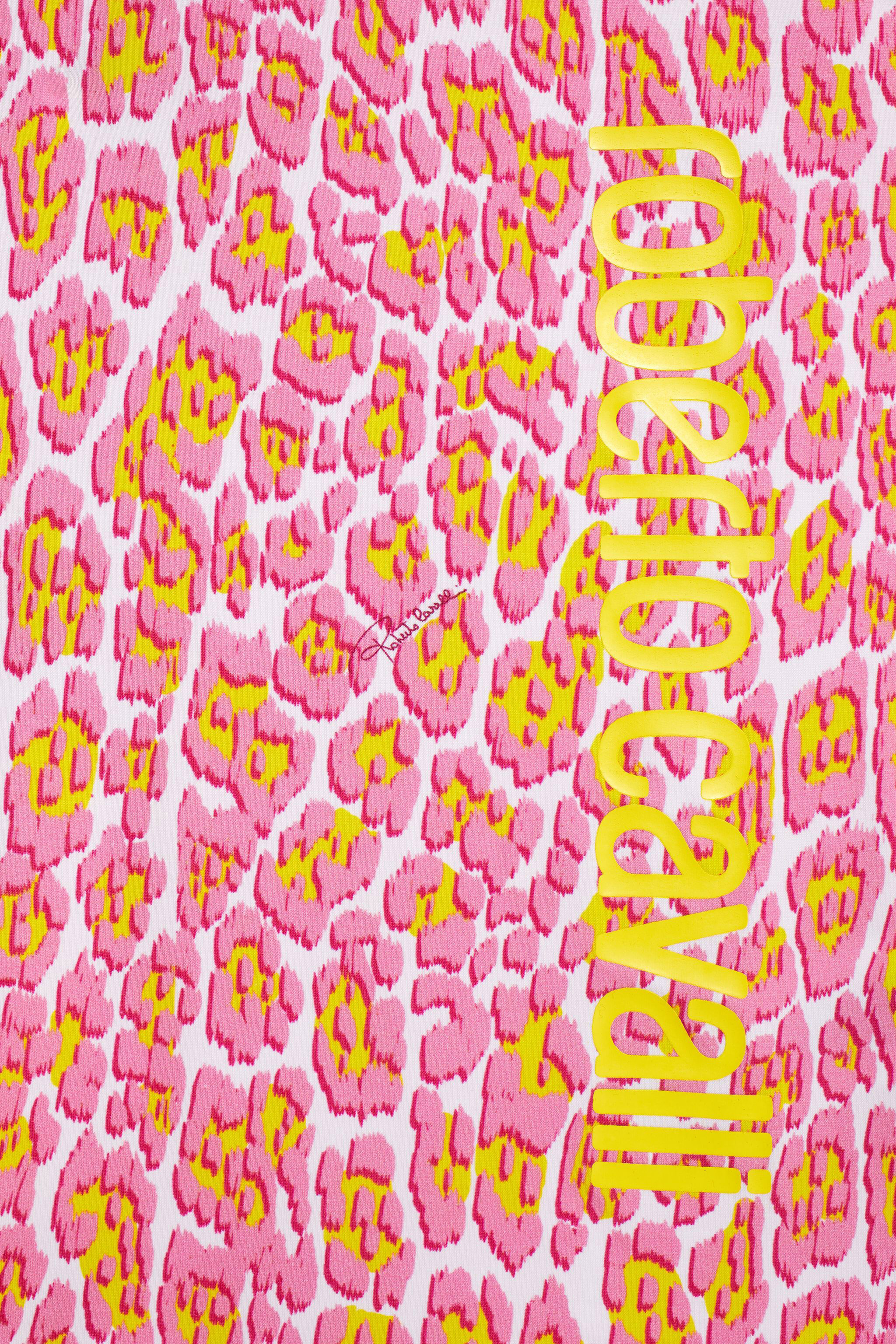 JU Rosa T-Shirt-Kleid mit Animalier-Print PINK/YELLOW IJT141-JFQ82
