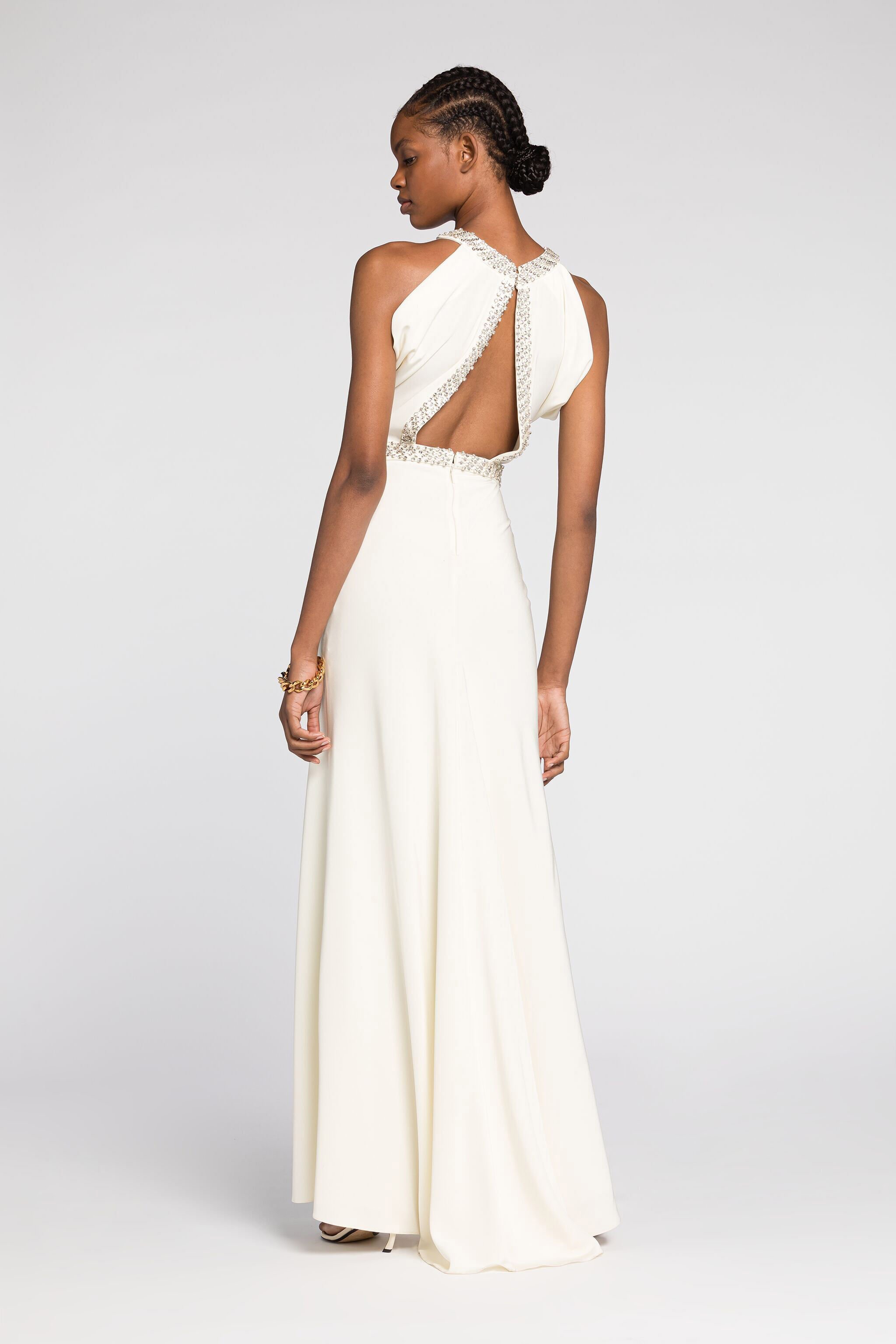 RC Crystal-embellished mermaid dress Bianco QKR199-SE048