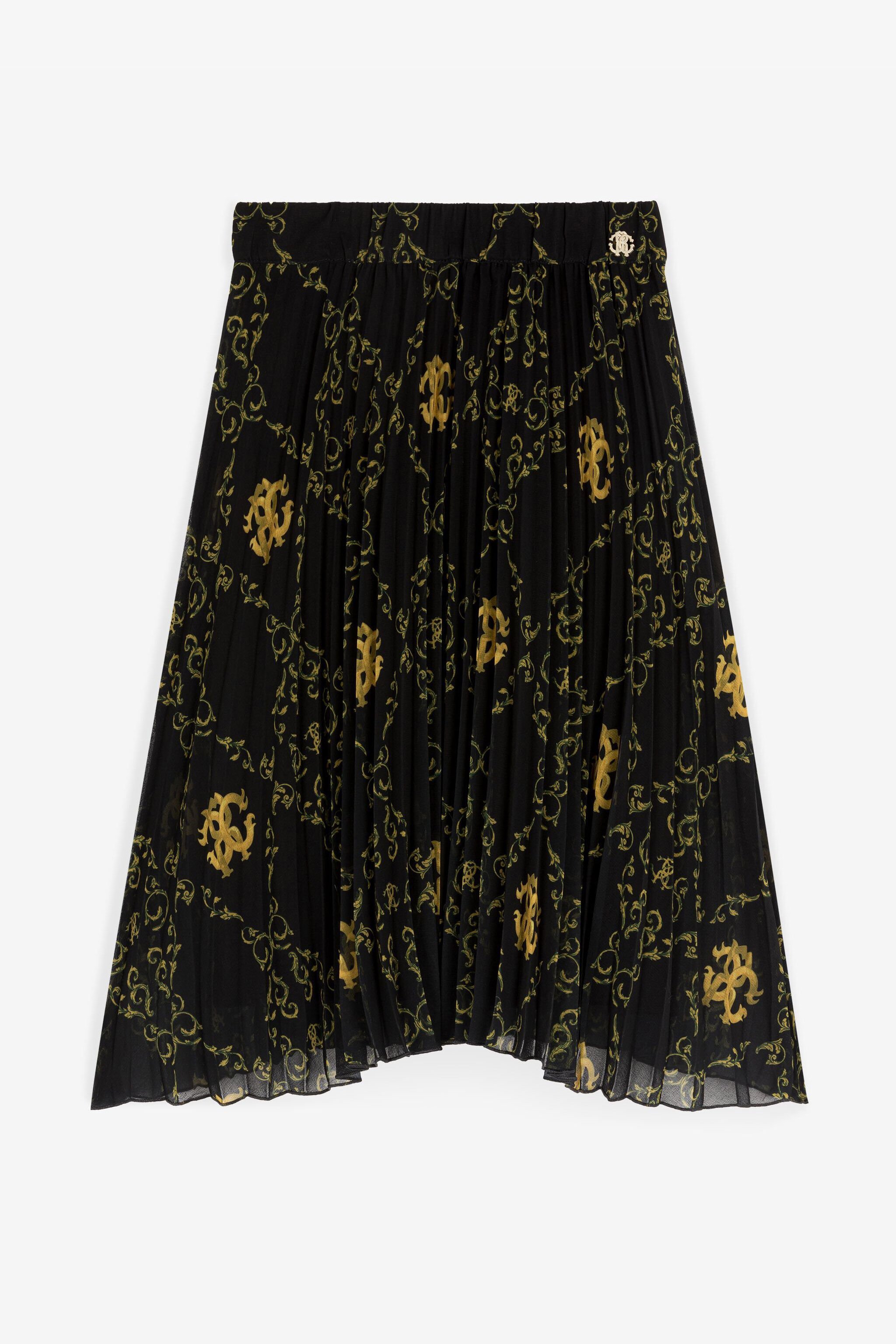 JU Filigree-Print Pleated Skirt Black RJT307-7GG84