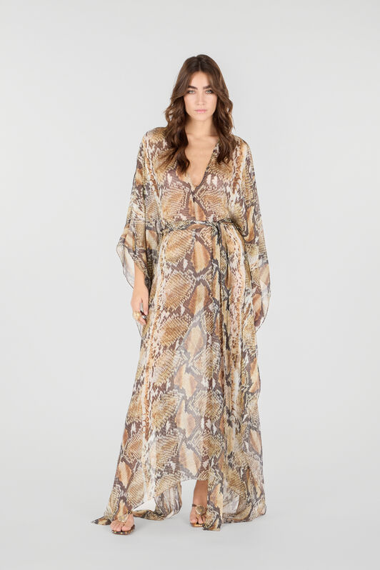 RC Python Print Kaftan Light Brown UWW005-HNN93