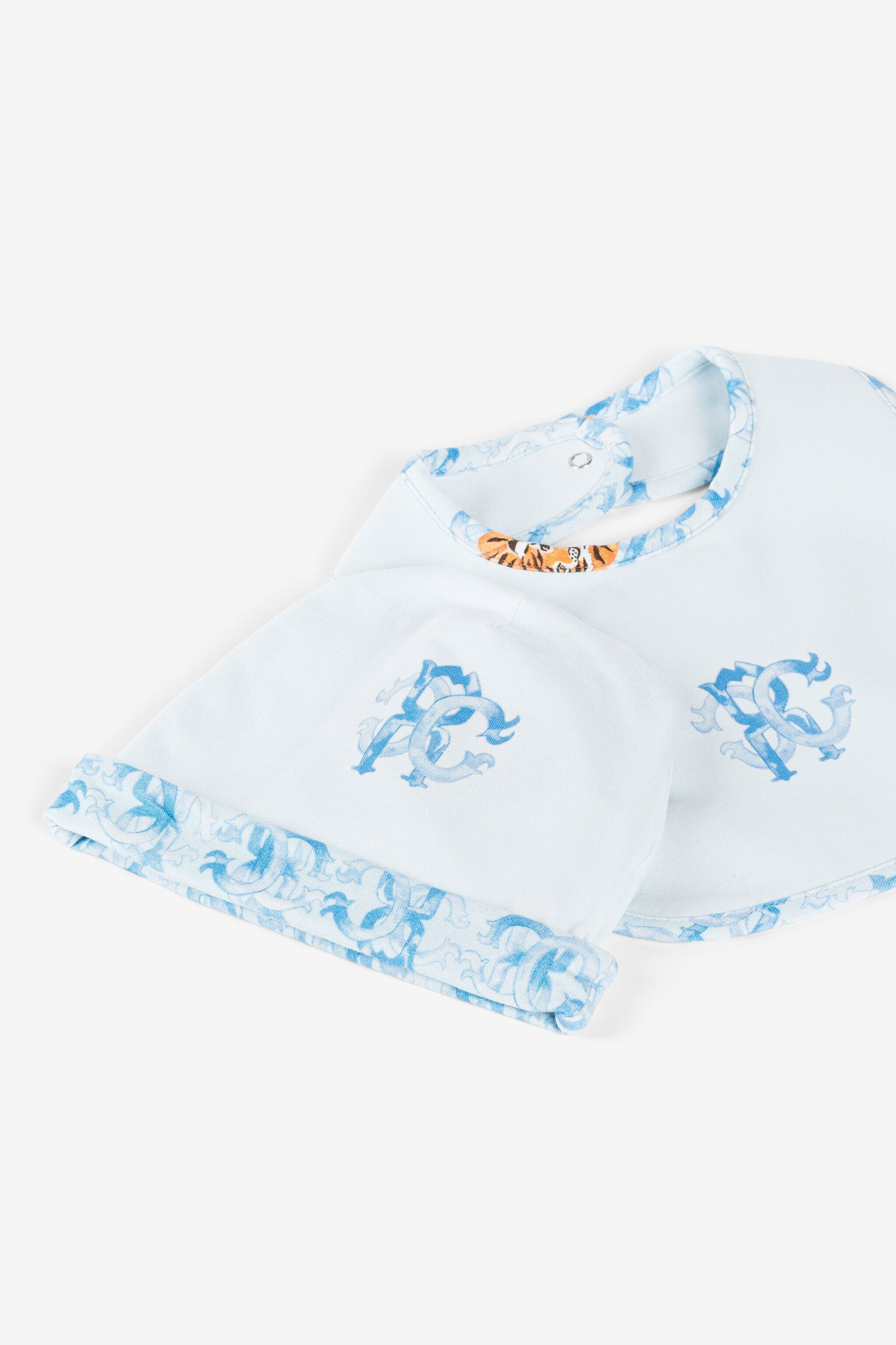 JU Tiger-motif monogram babygrow set Light blue QJT893-JV025
