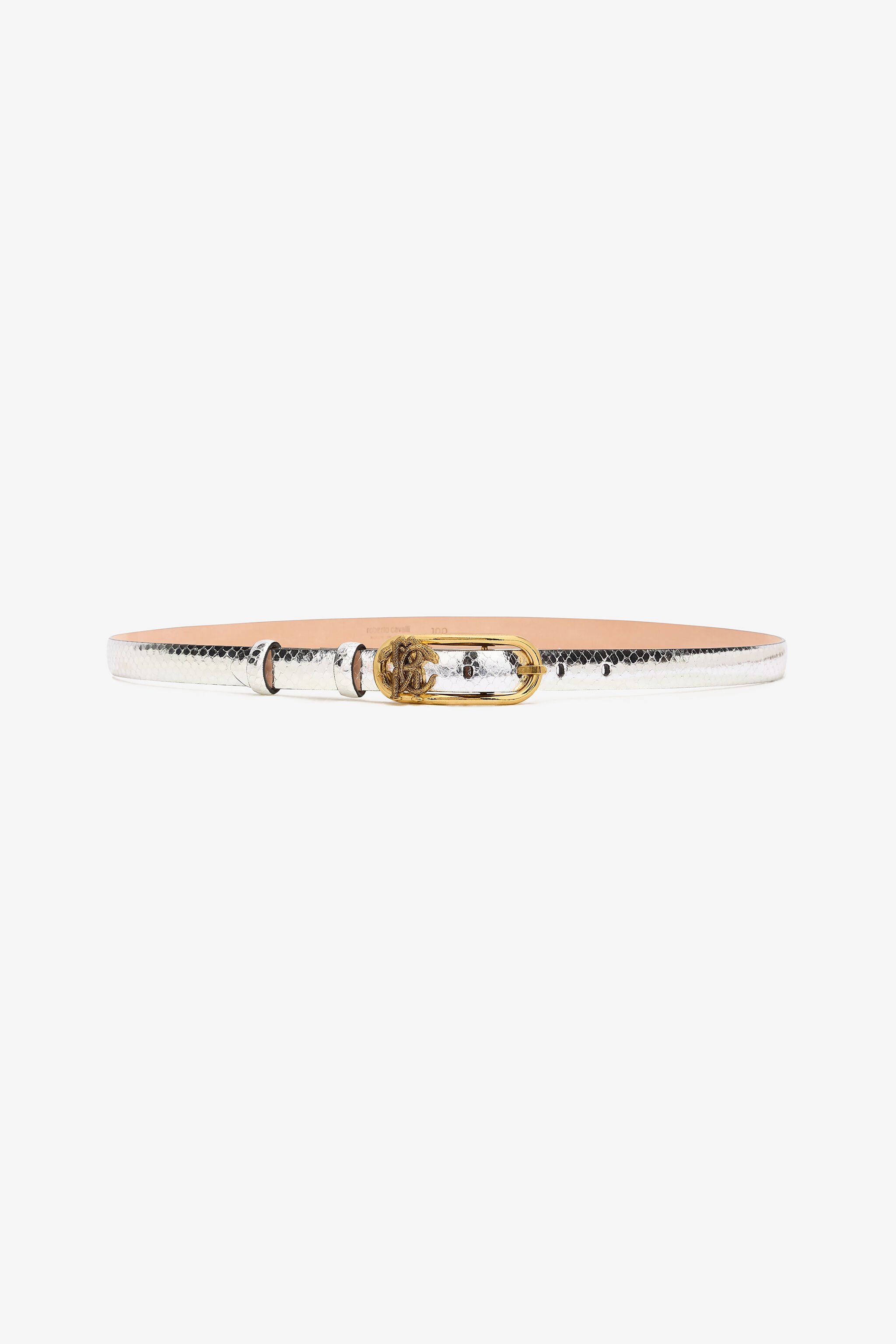 RC Laminated Leather Belt with Snake Print Plata SKC005-PZ579