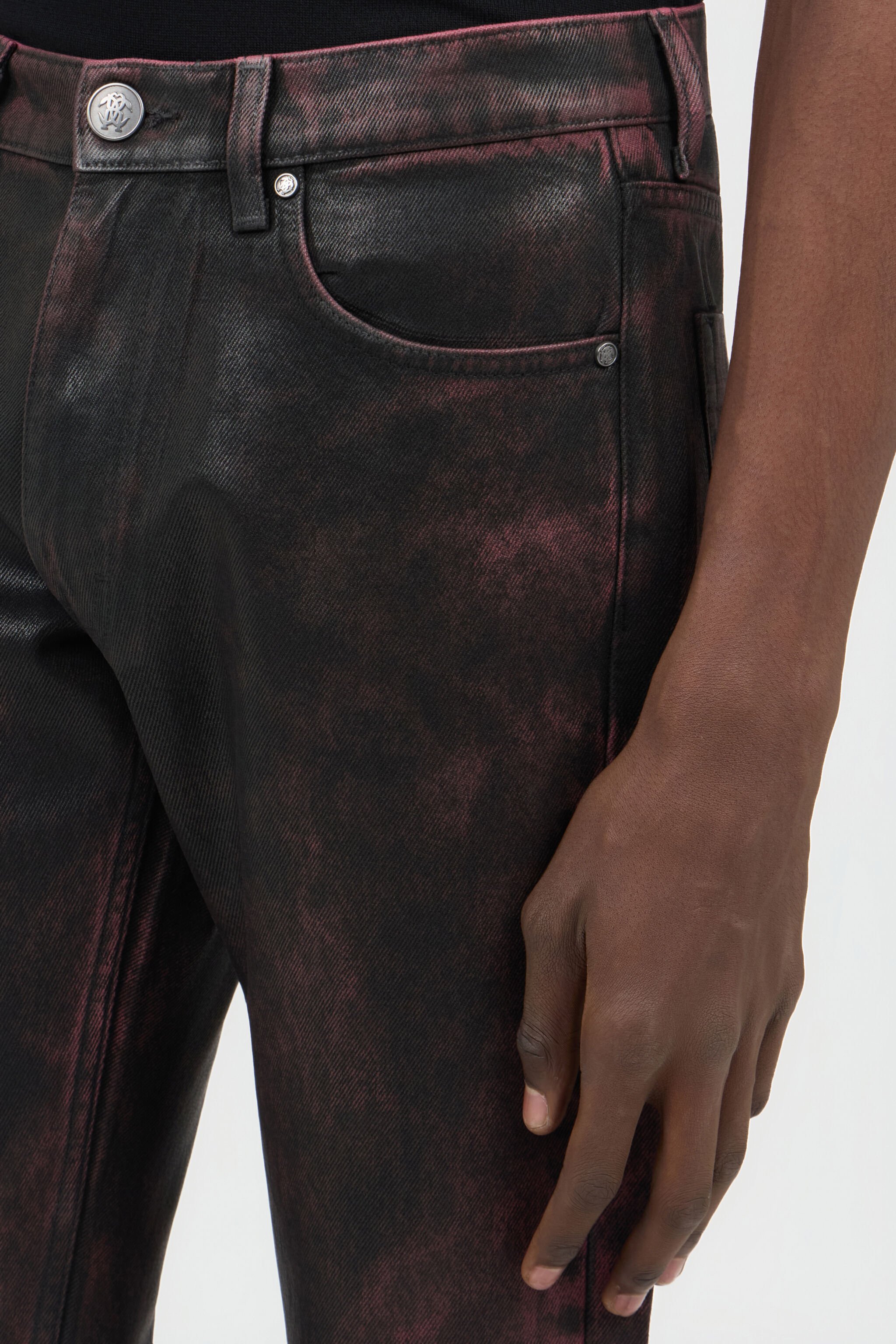 RC Washed-Effect Coated Jeans DARK RED SOJ20F-DLO11