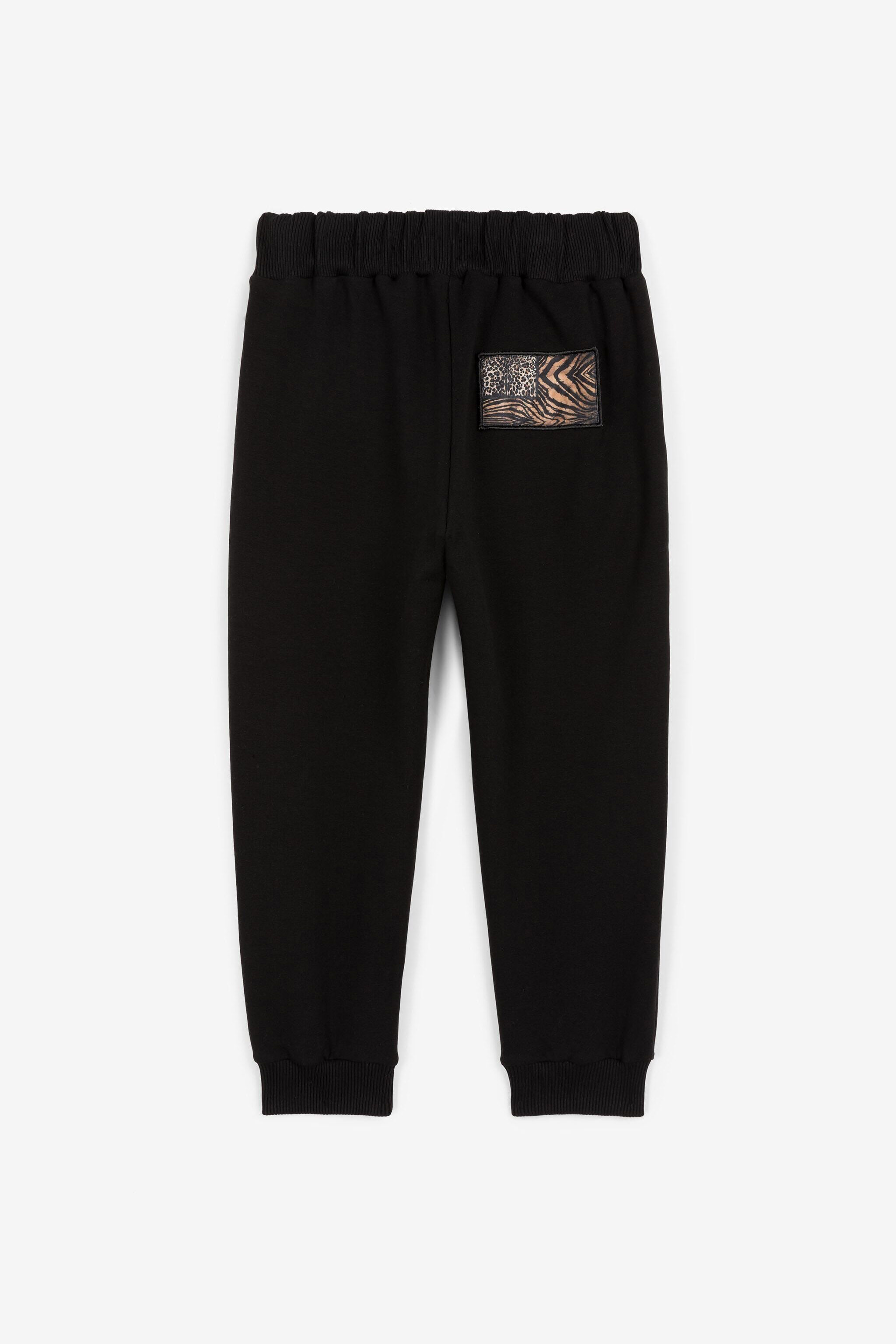 JU Animalier Patchwork-Print Appliqué Sweatpants Black OJT272-ISA2J