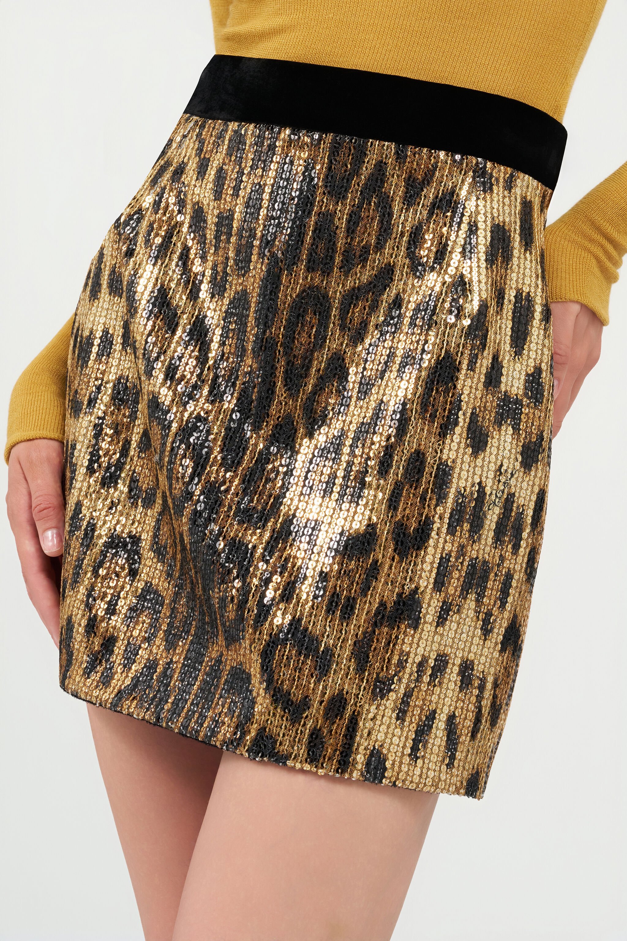 RC Leopard-Print Sequin Mini Skirt RC Leopard-Print Sequin Mini Skirt NATURAL WKT308-VXQ71