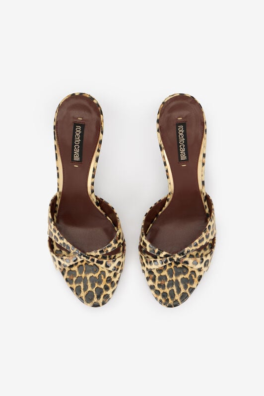 RC Leather Sandals with Leopard Print NATURAL WKS010-PZS02