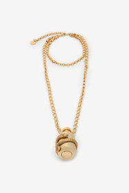 ${brand} Antiqued Gold Necklace with Pendant and Snake Motif ${colorDescription} ${masterID}
