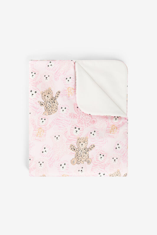 JU RC Monogram And Teddy Bear-Print Blanket Pink RJT815-JFG79