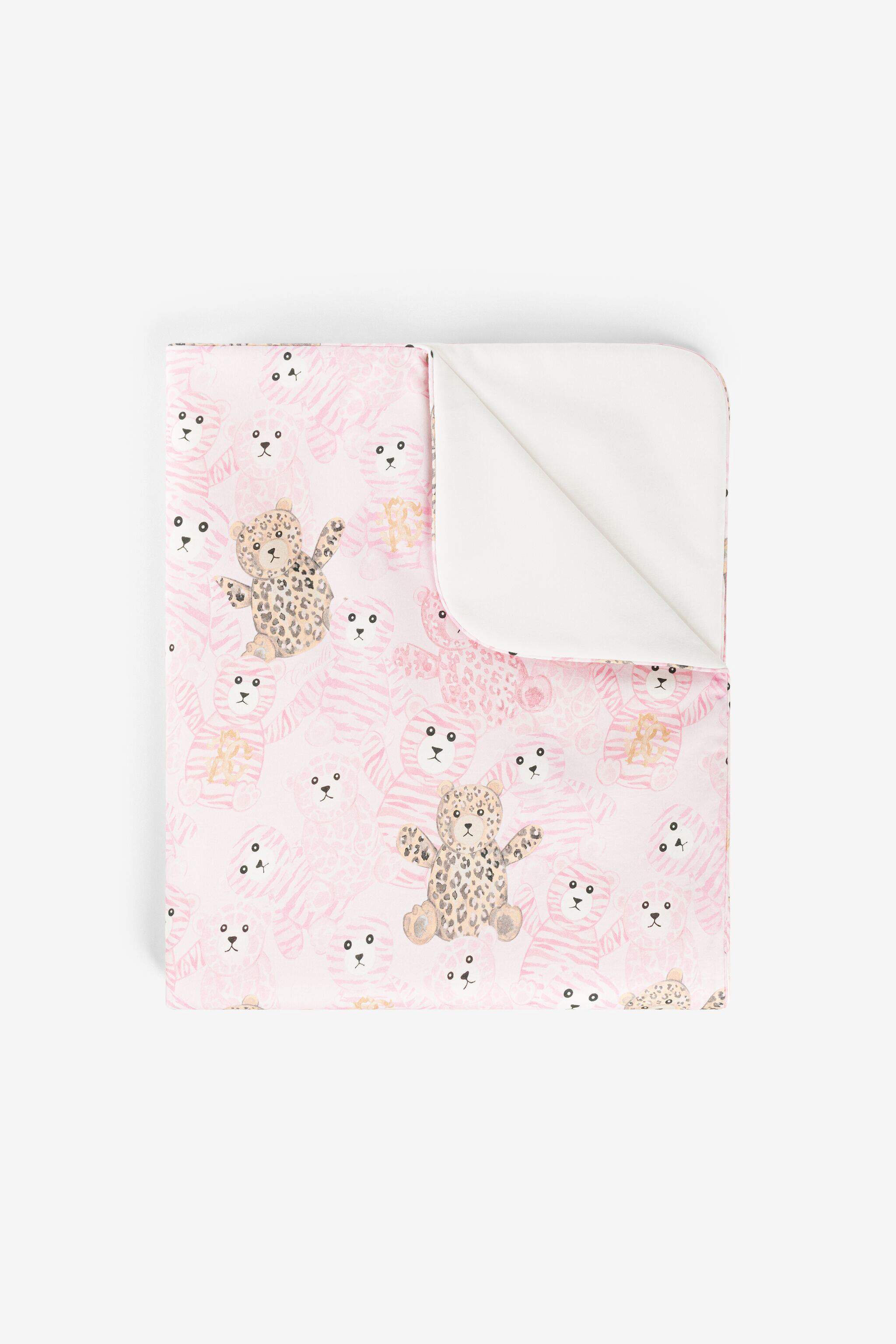 JU RC Monogram And Teddy Bear-Print Blanket Pink RJT815-JFG79