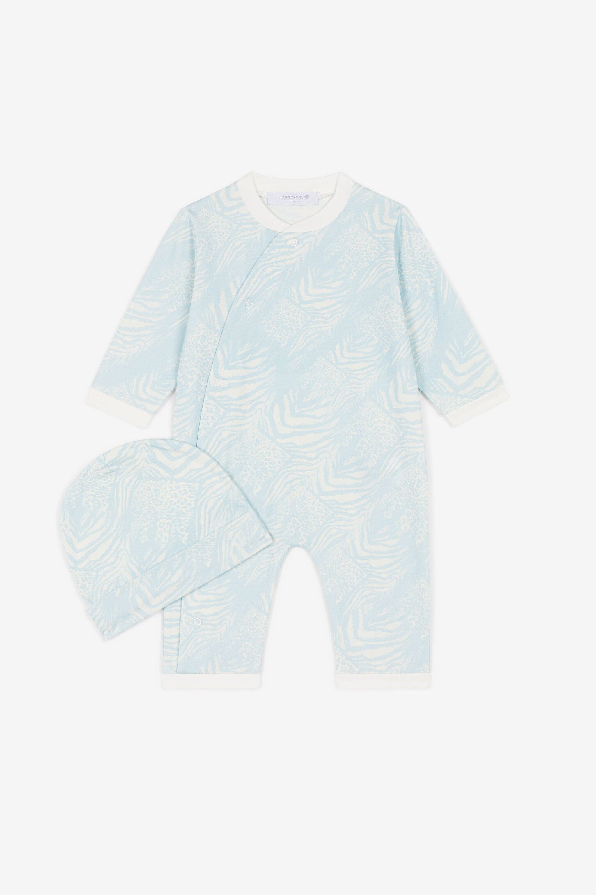 JU Animalier Patchwork-Print Babygrow Set Light Blue OJT80A-JMC76