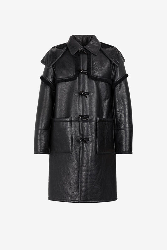 RC Dufflecoat aus glattem Leder Schwarz RRP402-ZC020