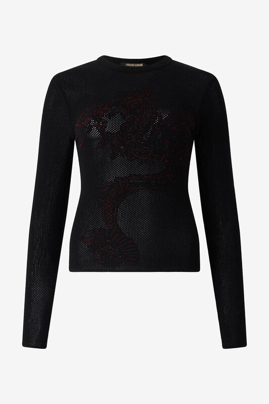 RC Micro-Perforated Sweater with Dragon RC Micro-Perforated Sweater with Dragon Black VQM619-MO010
