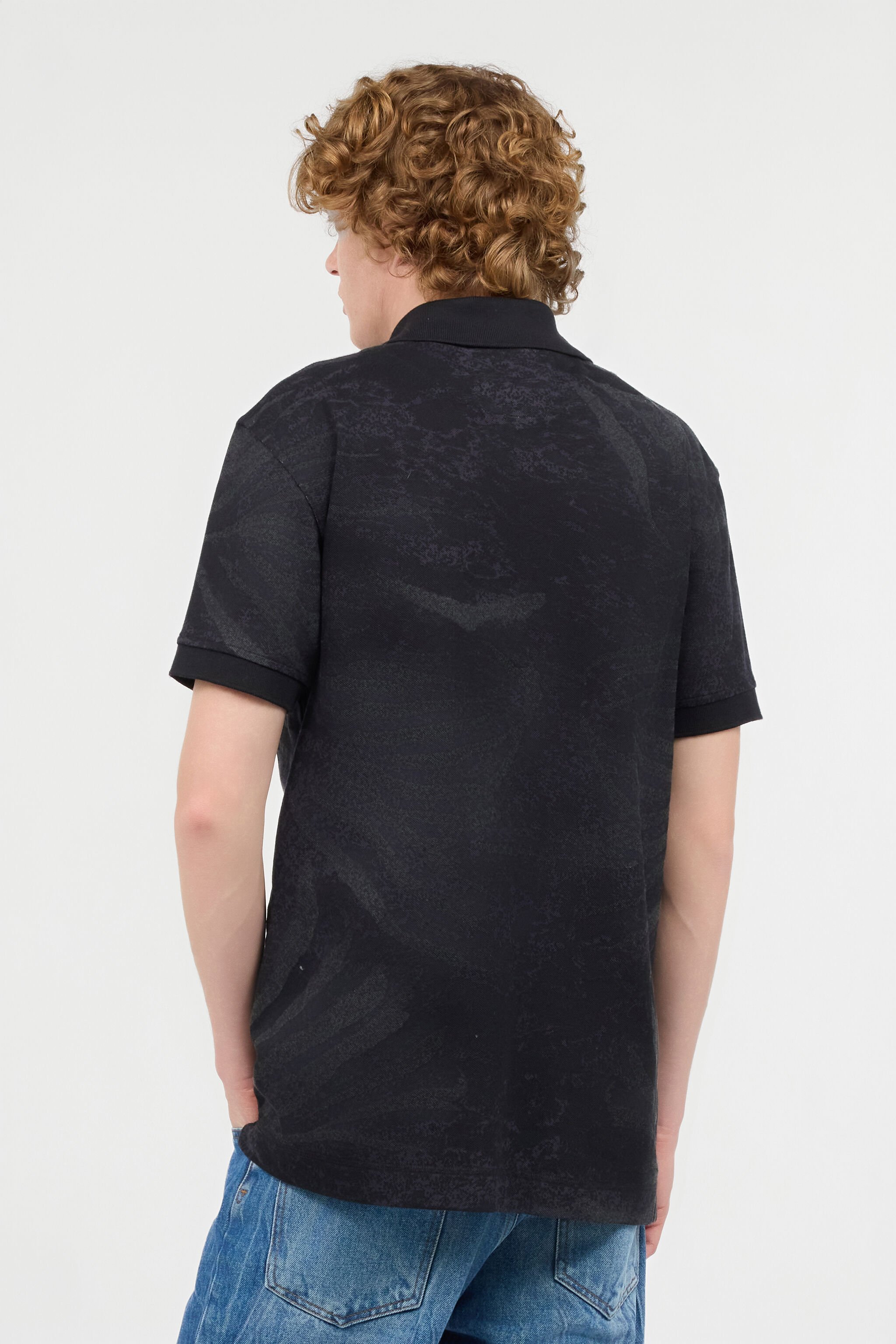 RC Poloshirt Mit Animal-Print Schwarz URT64J-XKN54