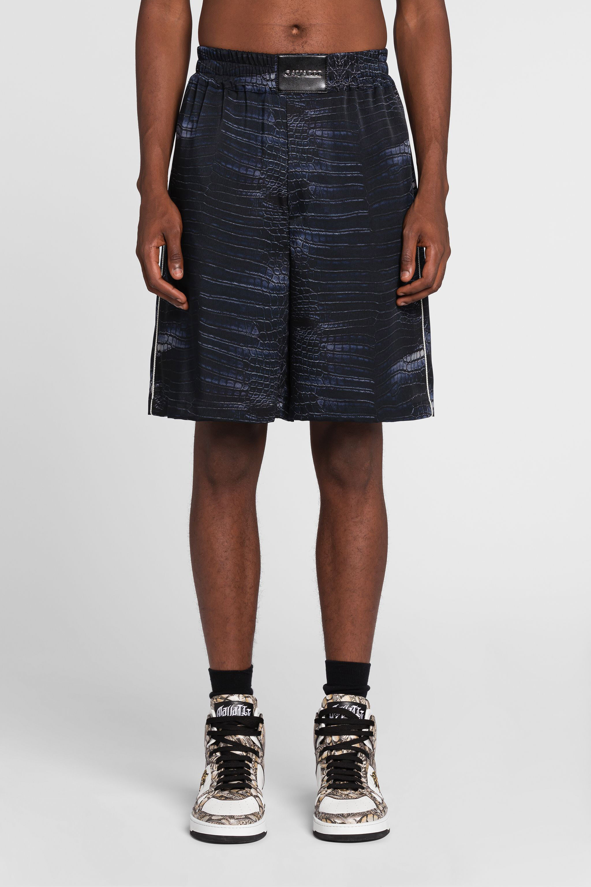 RC Crocodile print knee-length shorts Dark blue QRT225-2NS07