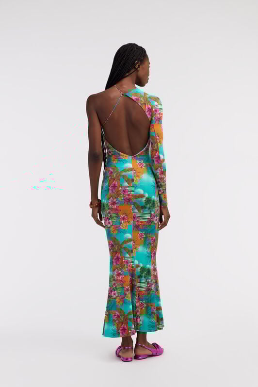 RC One-shoulder long dress with Jungle print RC One-shoulder long dress with Jungle print Light blue SKT124-LNI84
