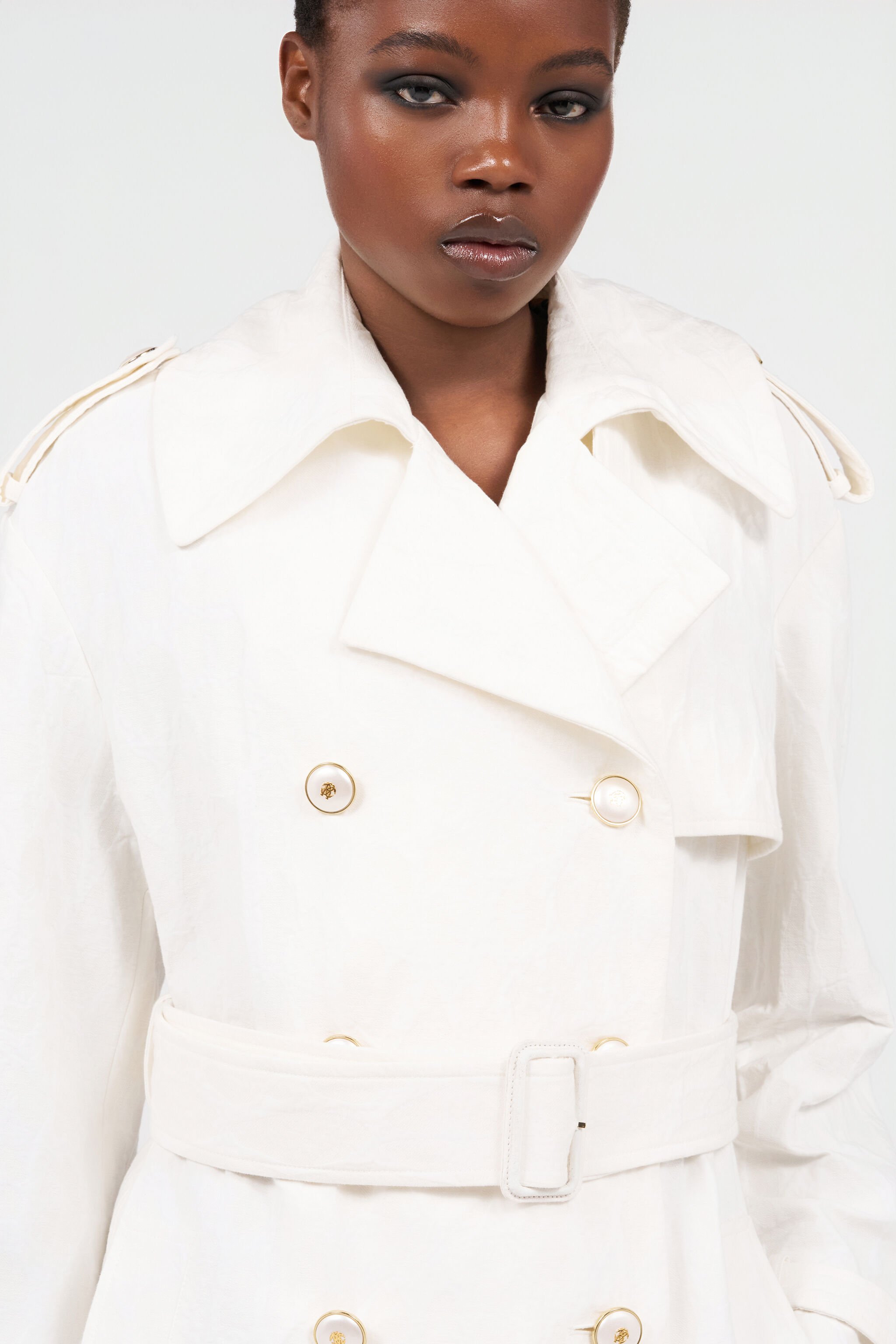 RC Trench in Jacquard di cotone con motivo Leopardato WHITE WQT503-CH090