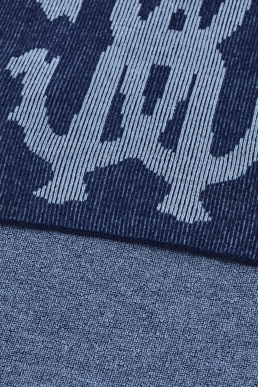 RC Cotton and Wool Blend Scarf with RC Monogram Dark blue TALR41-IR058