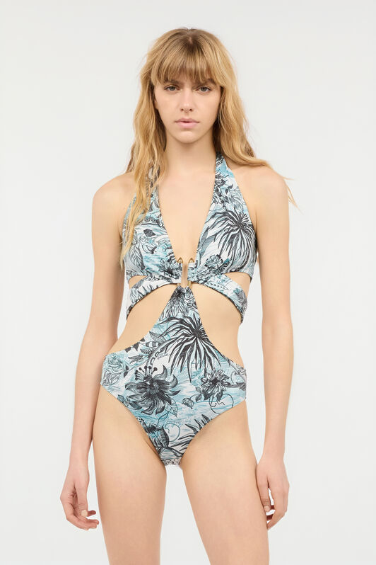 JC Swimsuit With Cut-Out And Jungle Print Light blue UFM022-UF272