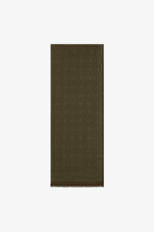 RC Roberto Cavalli Stole with RC MONOGRAM print Dunkelgrün SYI00C-1HL61