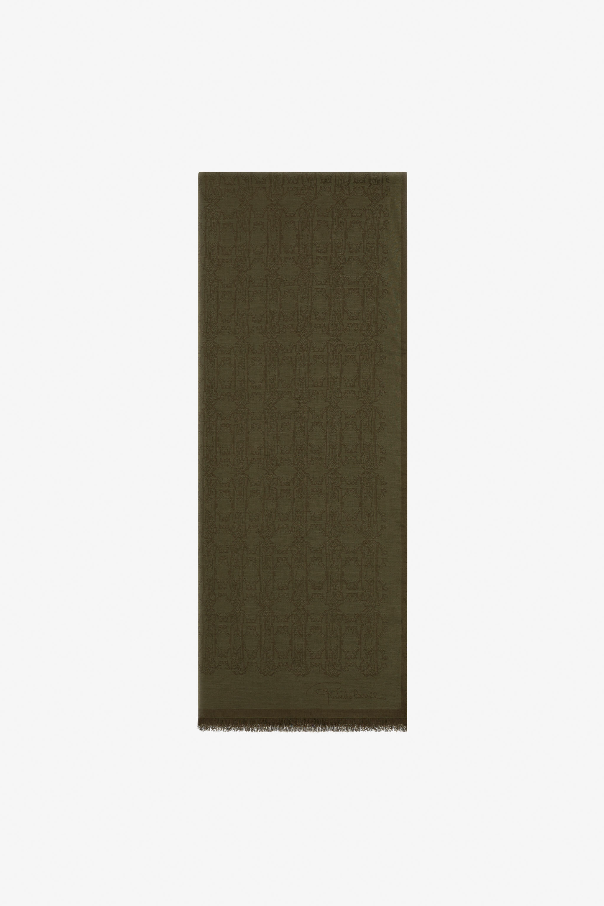 RC Roberto Cavalli Stole with RC MONOGRAM print Dunkelgrün SYI00C-1HL61